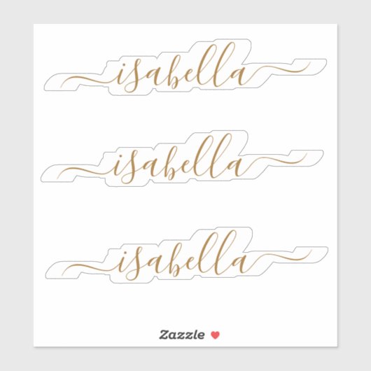 Sticker 3 étanche Gold Script Name Clear Window Ordinateur (Feuille)