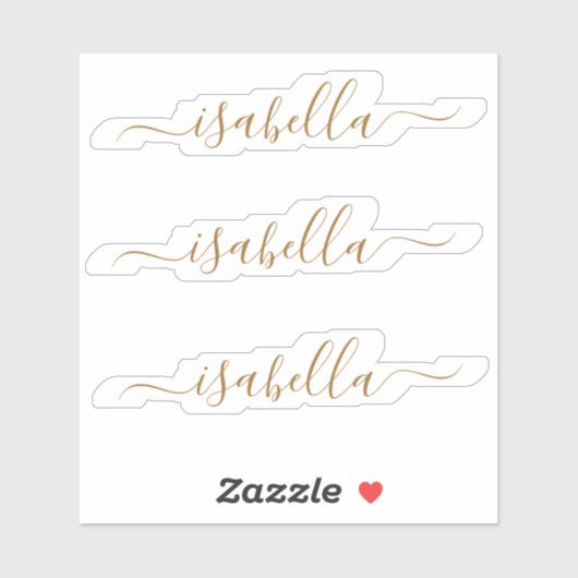 Sticker 3 étanche Gold Script Nom Clear Water bouteille (Feuille)