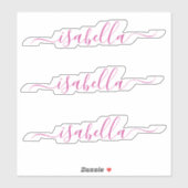 Sticker 3 étanche Magenta Script Nom Fenêtre Portable (Feuille)