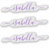 Sticker 3 étanche Purple Script Nom bouteille d'eau (Devant)