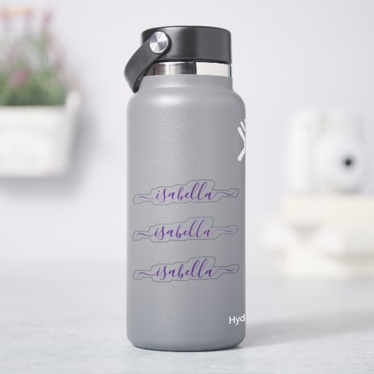 Sticker 3 étanche Purple Script Nom bouteille d'eau (HydroFlask)