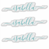 Sticker 3 étanche Turquoise Nom de script Clear Window Ord (Devant)