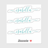 Sticker 3 imperméable Turquoise Nom du script Clear Water  (Feuille)