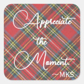 Sticker 3-in Plaid Monogram & Positieve Affirmatie (Voorkant)