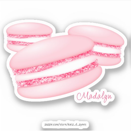 Sticker 3 macarons roses (Devant)