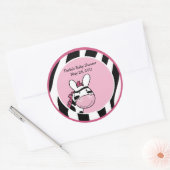 Sticker 3 pouces Baby shower DIVA ZEBRA ROSE (Enveloppe)