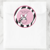Sticker 3 pouces Baby shower DIVA ZEBRA ROSE (Sac)