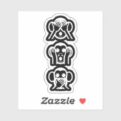 Sticker 3 Singes Sages Emoji (Feuille)