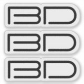 Sticker 3 Vinyl Black Monogramme logo Bouteille d'eau d'af (Devant)