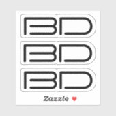 Sticker 3 Vinyl Black Monogramme logo Bouteille d'eau d'af (Feuille)