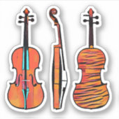 Sticker 3 violons Instruments de musique originaux Pop Art (Devant)