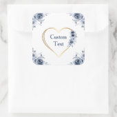 Sticker 3" x 3" Blue Floral Texte personnalisé (Sac)
