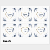 Sticker 3" x 3" Blue Floral Texte personnalisé (Feuille)