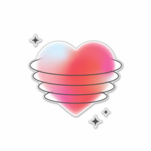 Sticker 3d espace hitech rouge valentine coeur amour