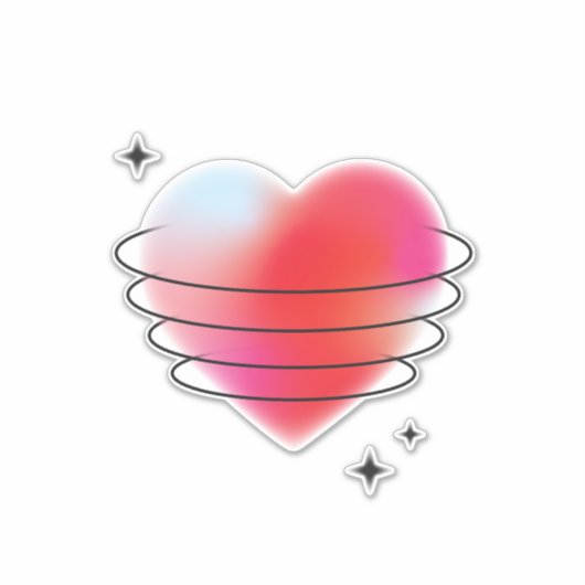 Sticker 3d espace hitech rouge valentine coeur amour (Devant)