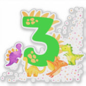 Sticker 3rd Birthday. Dinosaur Design. My third birthday. (Devant)