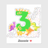Sticker 3rd Birthday. Dinosaur Design. My third birthday. (Feuille)