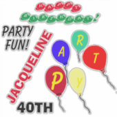 Sticker 40e anniversaire Ballons personnalisent l'âge (Devant)