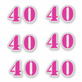Sticker 40e anniversaire Hot rose Numéro Quarante ans pers (Devant)