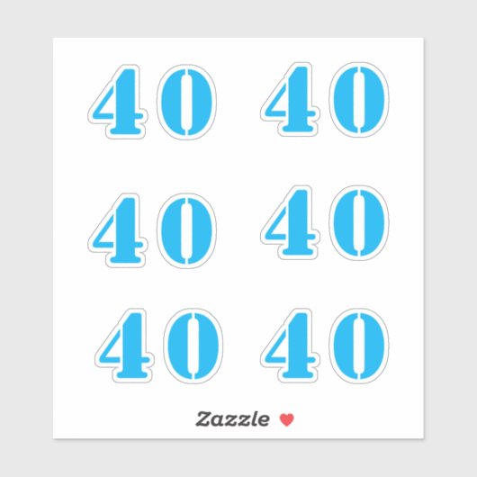 Sticker 40e anniversaire Numéro Quarante sur mesure Couleu (Feuille)
