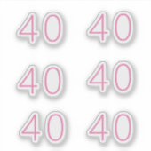Sticker 40e anniversaire rose nombre Quarante Motif âge (Devant)