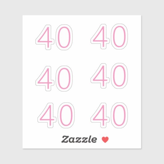 Sticker 40e anniversaire rose nombre Quarante Motif âge (Feuille)