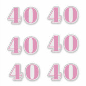 Sticker 40e Anniversaire rose Nombre Quarante Personnalisé (Devant)
