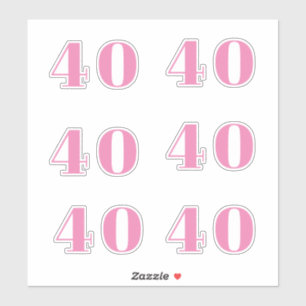 Sticker 40e Anniversaire rose Nombre Quarante Personnalisé