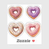 Sticker 4 beignets de coeur (Feuille)