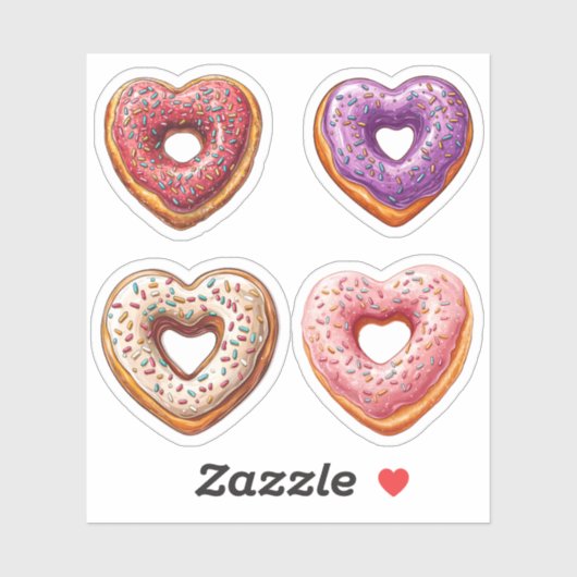 Sticker 4 beignets de coeur (Feuille)