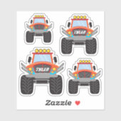 Sticker 4 Camions Cool Red Monster, do-it-yourself Nom (Feuille)