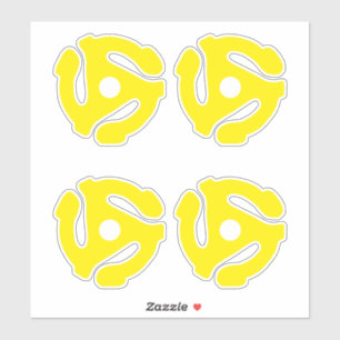 Sticker 4 COOL Rétro Vintage Jaune 45 spacer DJ