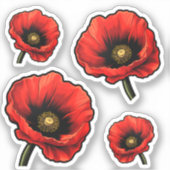 Sticker 4 coquelicots rouges (Recto)