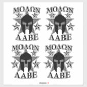 Sticker 4 Étoiles de guerrier spartiate Molon Labe (Feuille)