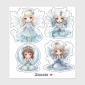 Sticker 4 filles anges hiver (Feuille)