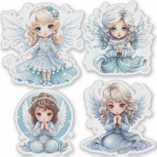 Sticker 4 filles anges hiver (Devant)