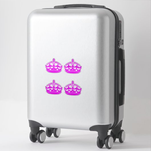 Sticker 4 Garder calme Couronne rose Fuchsia (Sur valise)
