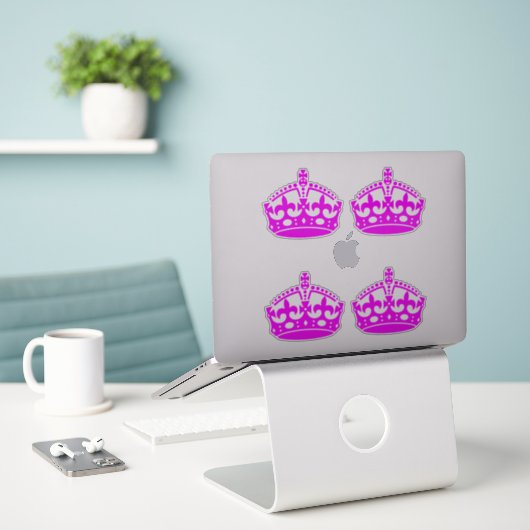 Sticker 4 Garder calme Couronne rose Fuchsia (Ordinateur portable sur le bureau)