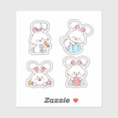 Sticker 4 illustrés Livre blanc de lapin de Pâques (Feuille)