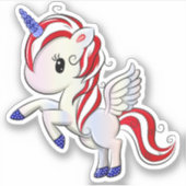 Sticker 4 juillet Américain Unicorne Pegasus Rainbow (Devant)