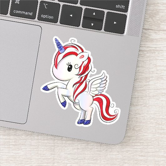 Sticker 4 juillet Américain Unicorne Pegasus Rainbow (Détail)