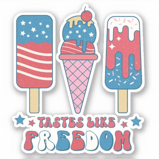 Sticker 4 juillet Blanc Rouge Bleu Goût Comme Liberté (Devant)