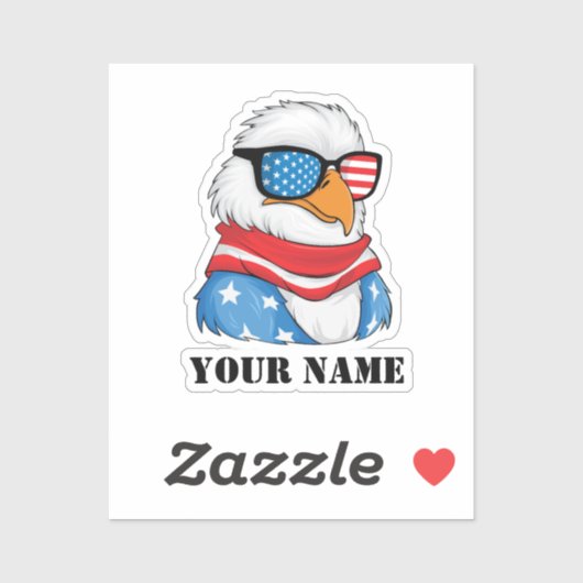 Sticker 4 juillet d'aigle américain (Feuille)