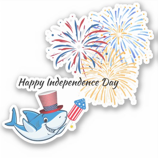 Sticker 4 juillet Directeur du feu d'artifice de requin Us (Devant)