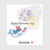 Sticker 4 juillet Directeur du feu d'artifice de requin Us (Feuille)