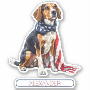 Sticker 4 juillet Patriotic Hound Dog Personnalisé