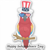 Sticker 4 juillet Perroquet mignon Indepen Day Usa Drapeau (Devant)