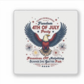 Sticker 4 juillet rétro - Aigle et feux d'artifice (Devant)