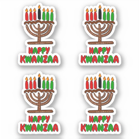 Sticker 4 x Joli Kwanzaa Rouge Jaune Vert Bougies (Devant)