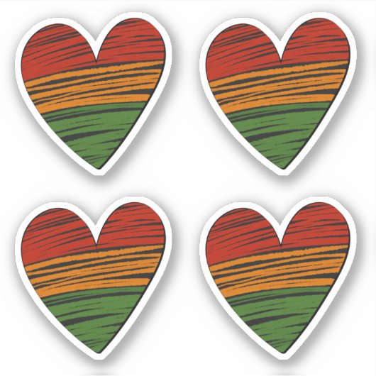 Sticker 4 x Kwanzaa Junetdix Rouge Noir Vert Peinture Coeu (Devant)